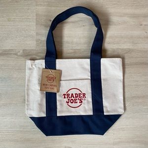 NEW Trader Joe's Mini Canvas Tote Bag - Blue